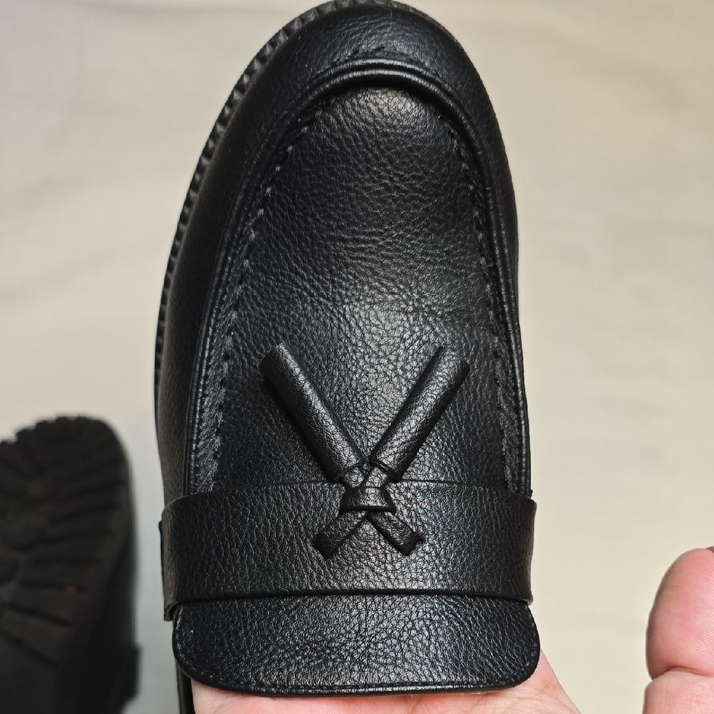 Womens Chunky Heel Clog Style Loafers - Picture 4 of 5